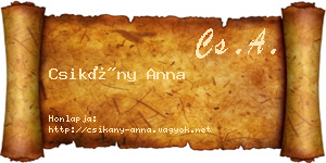 Csikány Anna névjegykártya